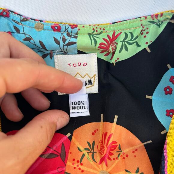 Vintage Todd Oldham Wool Striped Umbrella Cropped Vest 1990s Yellow Medium - Picture 9 of 9